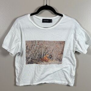 MinkPink Short Sleeve Tiger Print White T-Shirt
